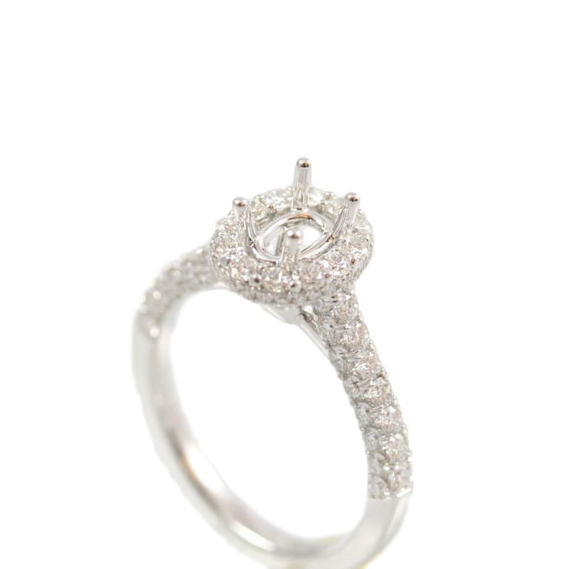 Amden Jewelry Seamless Collection 18 Karat White Gold Oval Diamond Semi-Mount Ring
