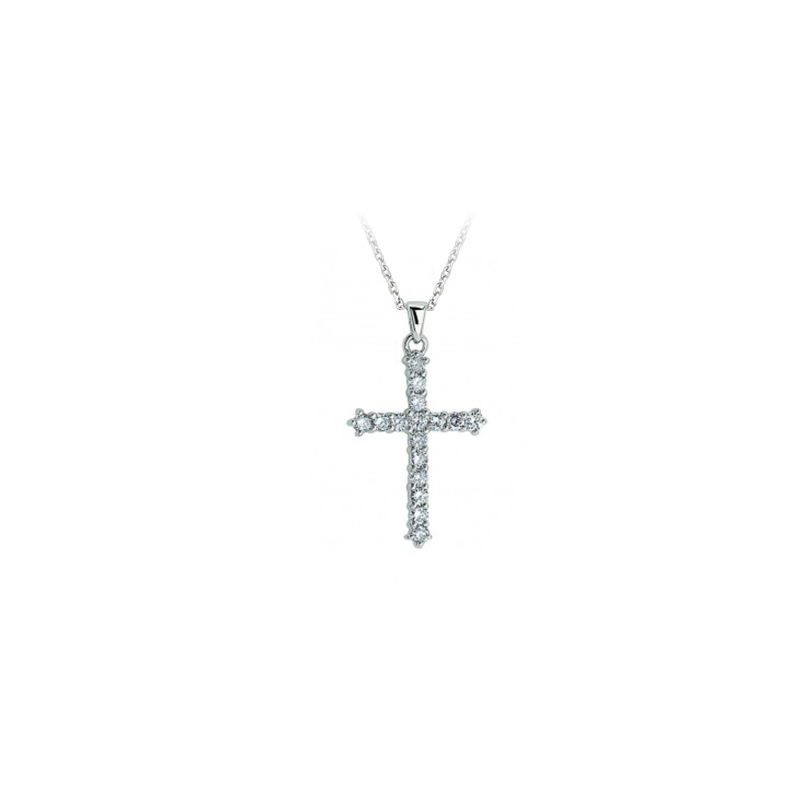 Shefi Diamonds 14 Karat White Gold Diamond Cross Pendant