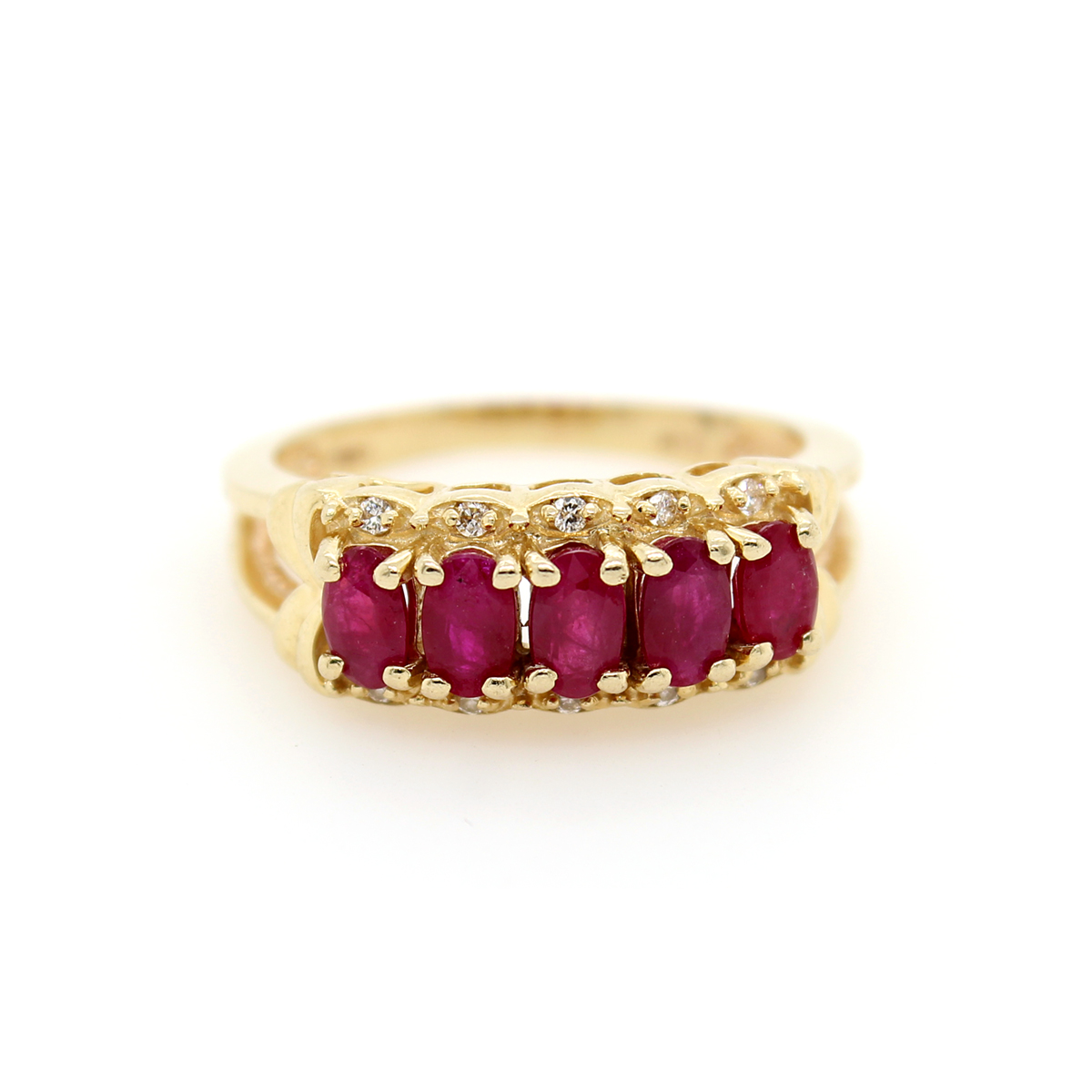 Vintage 14 Karat Yellow Gold Ruby and Diamond Ring