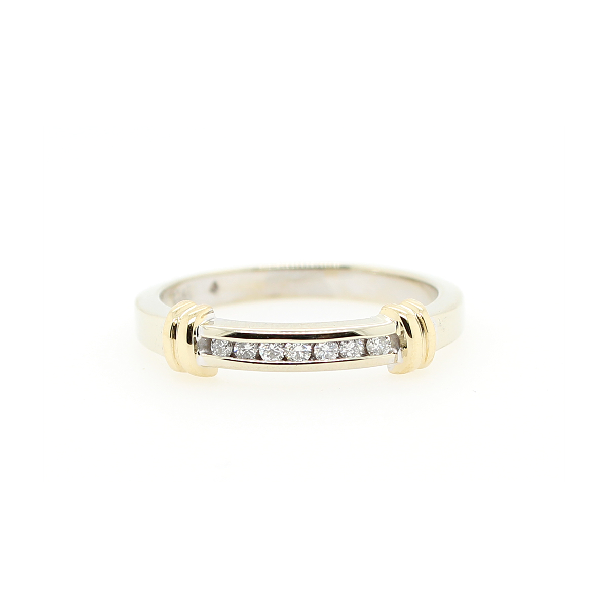 Vintage 10 Karat White Gold Channel Set Diamond Ring