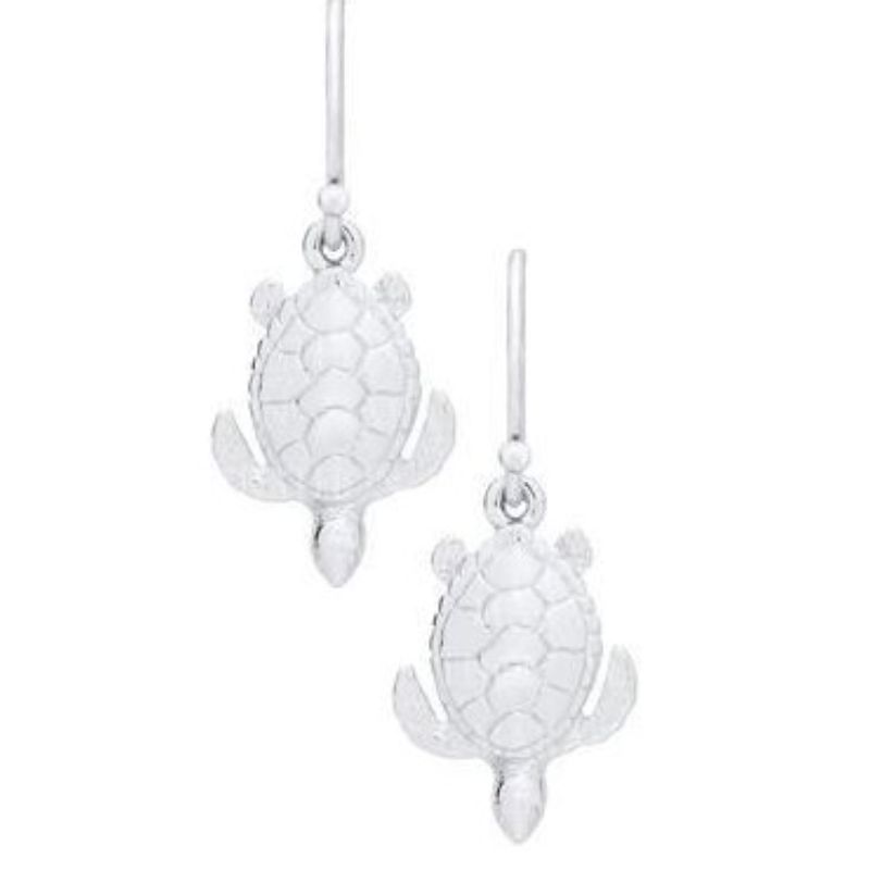 Sterling Silver Sea Turtle Drop Earrings