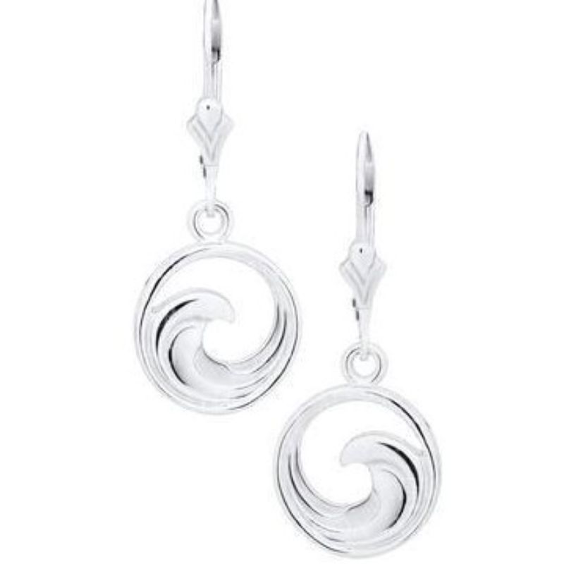 Sterling Silver Framed Wave Dangle Earrings