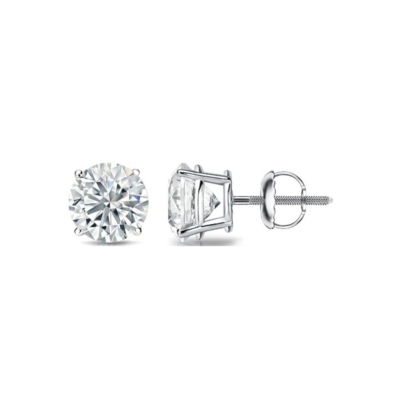 Estate 14 Karat White Gold Diamond Solitaire Earrings