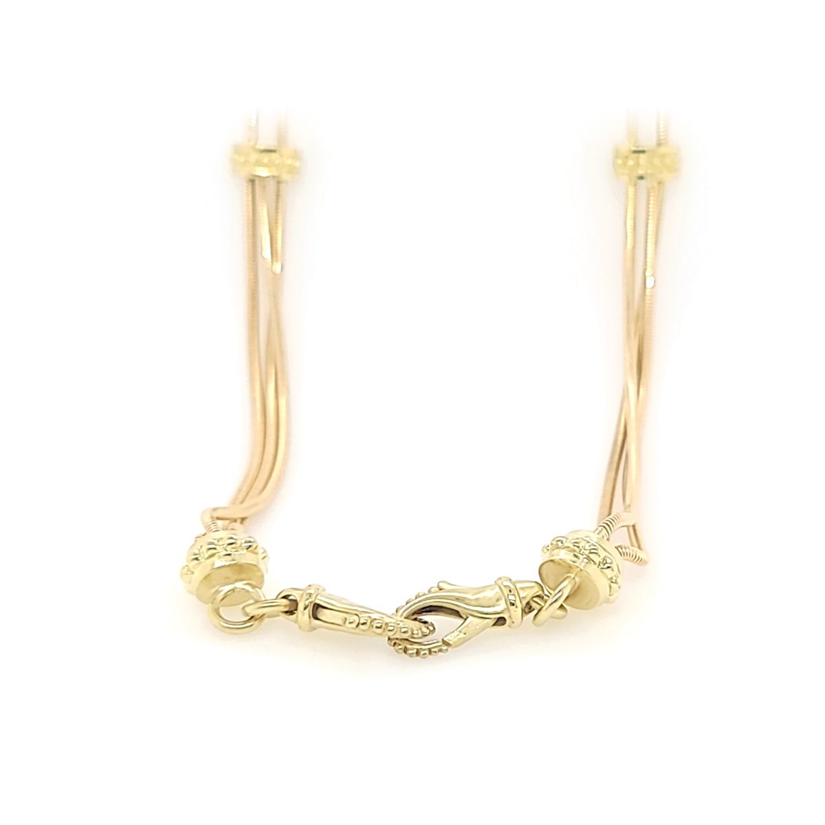 Vintage 14 Karat Yellow Gold Multi Snake Chain Necklace