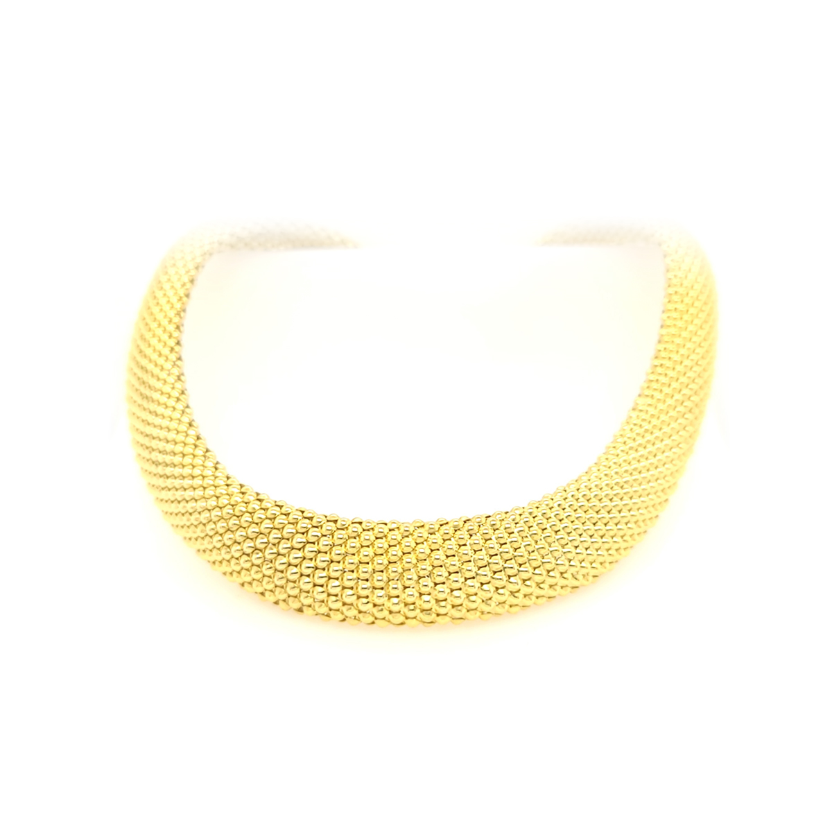 Vintage 18 Karat Yellow Gold Domed Beaded Choker Necklace