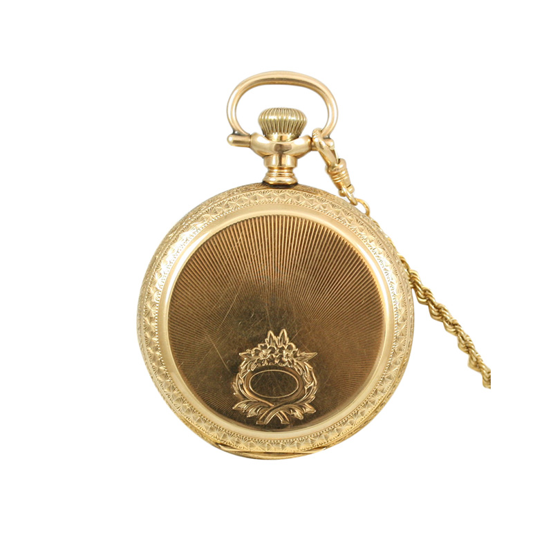 14 Karat Yellow Gold "Illinois Watch Co" Pocket Watch With A Large White Dial Having Roman Numerals And Small Inset Seconds Dial.