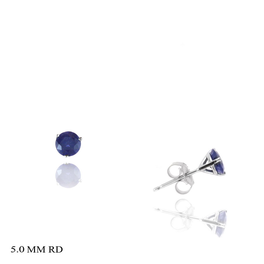 14 Karat White Gold Blue Sapphire Martini Stud Earrings