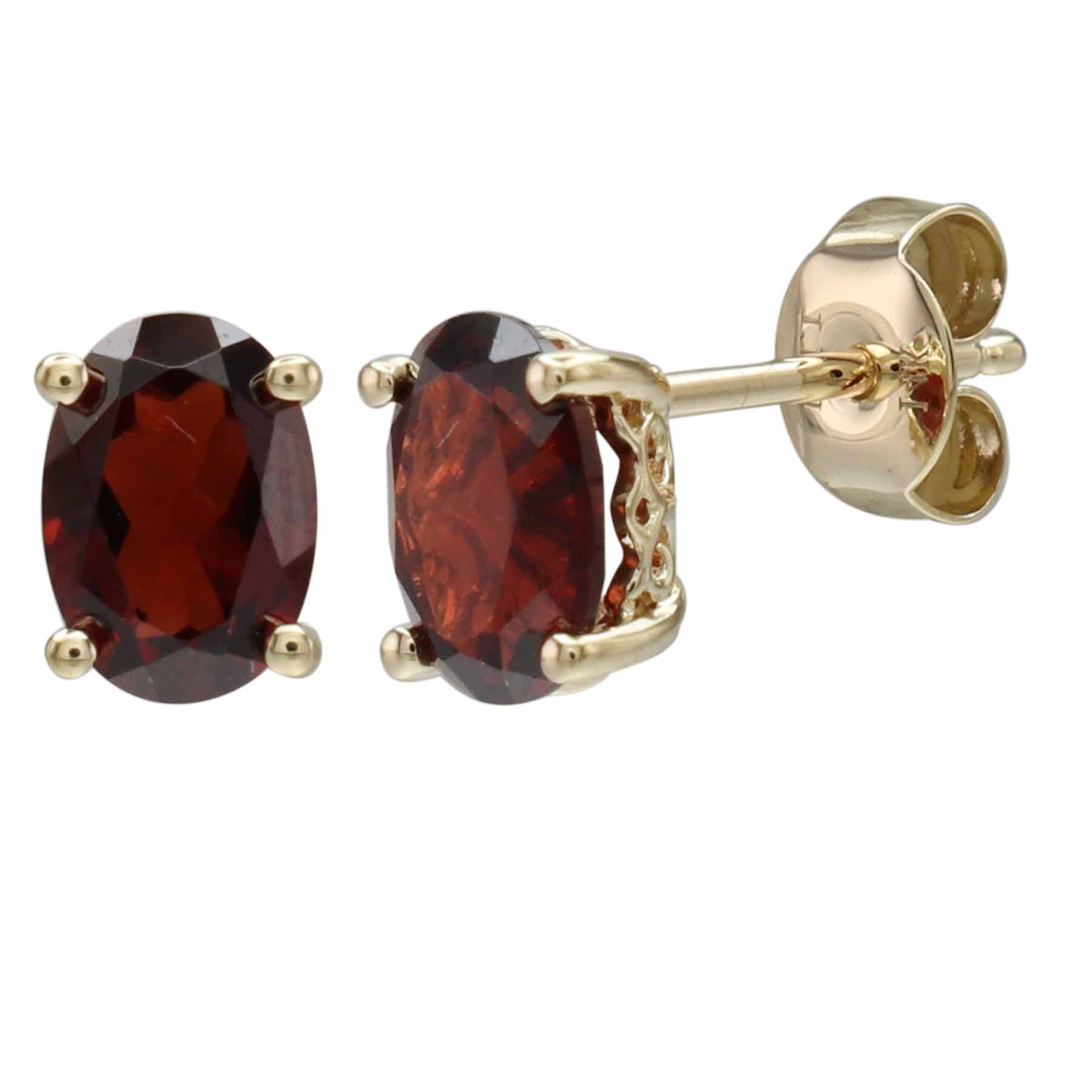 Oval Garnet January Birthstone Stud Earrings