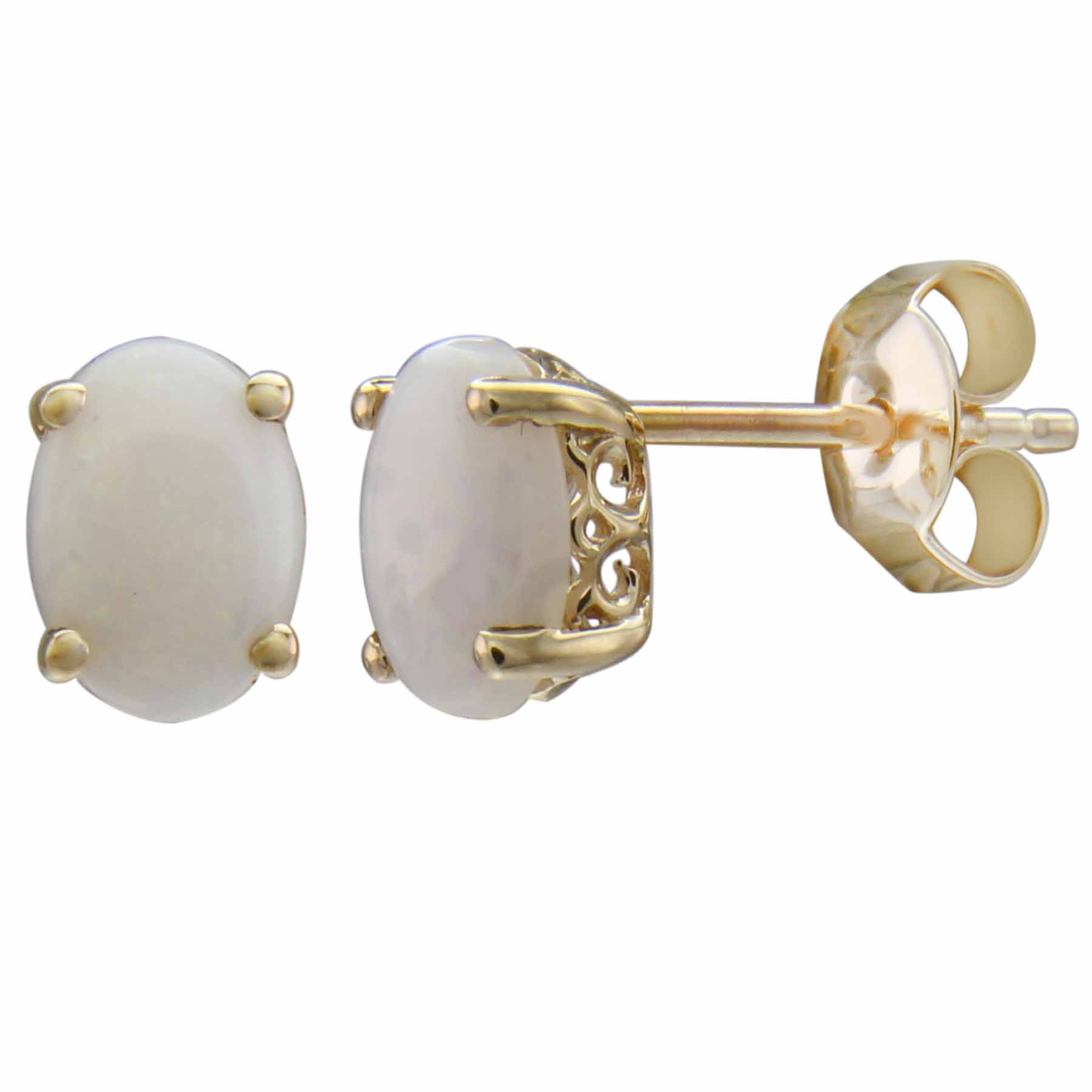Oval Australian Opal October Birthstone Stud Earrings