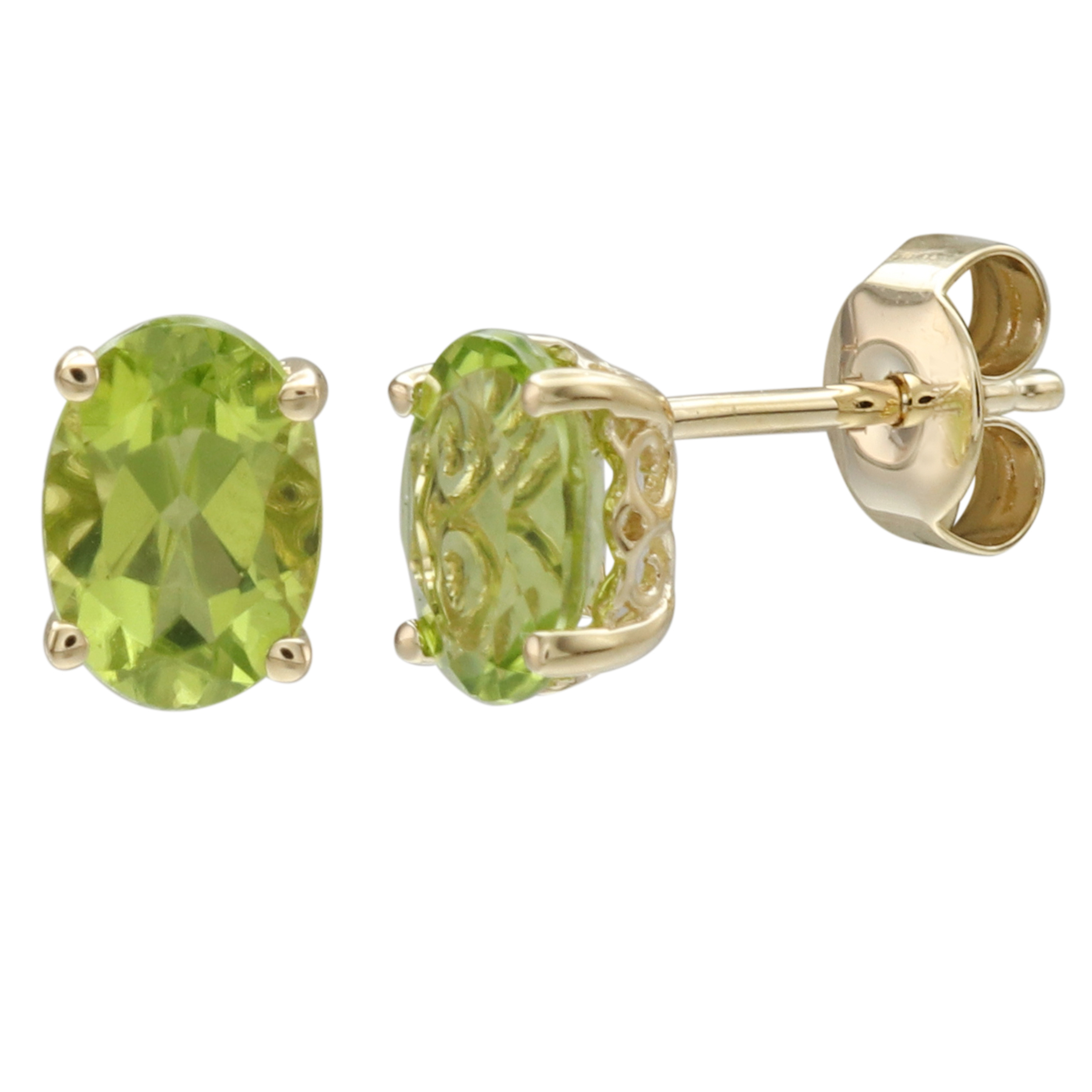 Oval Peridot August Birthstone Stud Earrings