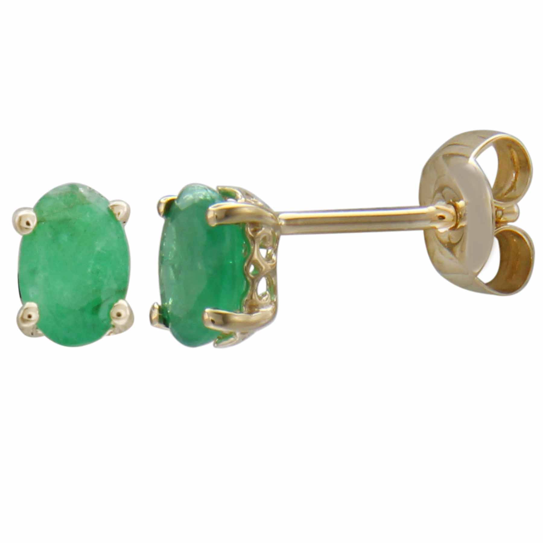 Oval Emerald May Birthstone Stud Earrings