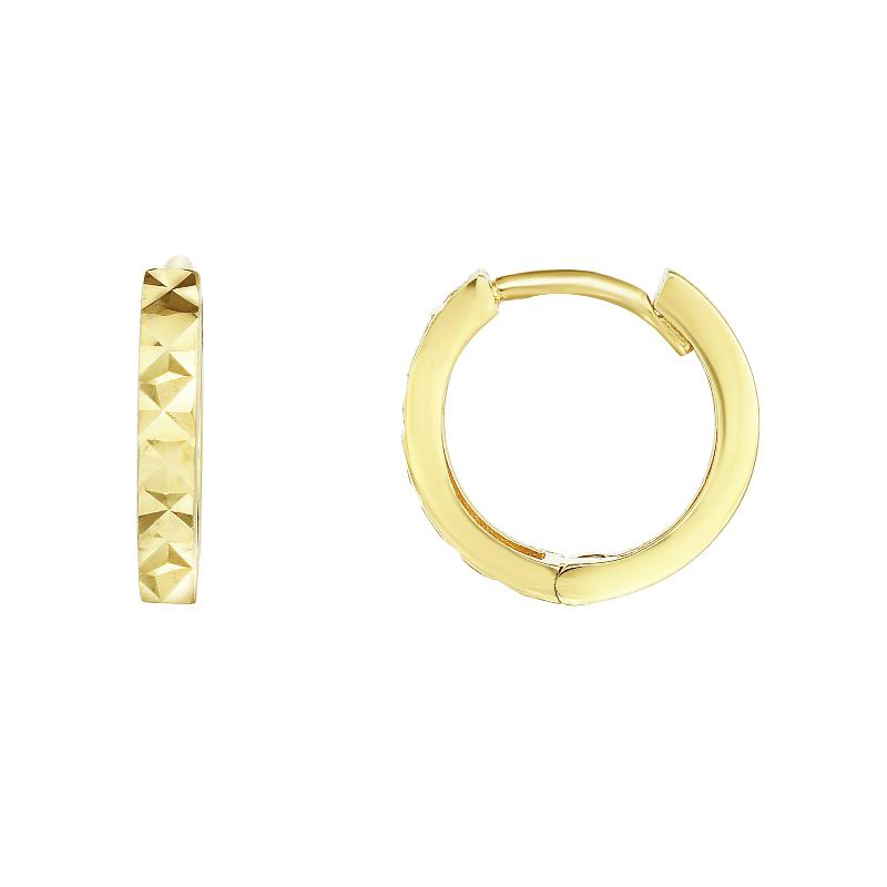 Royal Chain 14 Karat Yellow Gold Diamond Cut Huggie Earrings