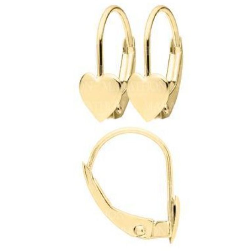 14 Karat Yellow Gold Heart Lever Back Earrings