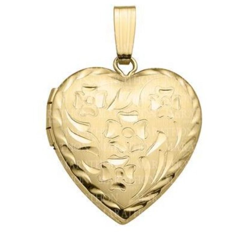 14 Karat Yellow Gold Hand Engraved Heart Locket