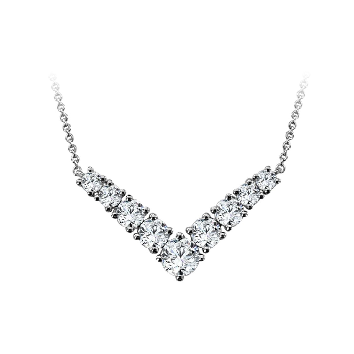 Paramount Gems 14 Karat White Gold 1 Carat Diamond V Necklace