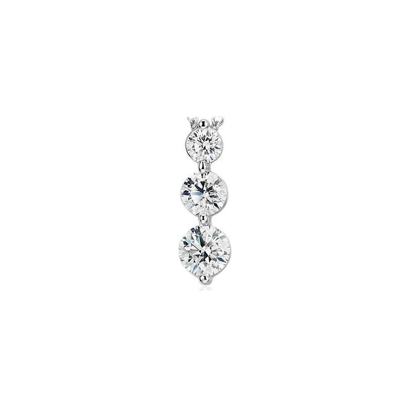 Paramount Gems 14 Karat White Gold 1 Carat Three Diamond Pendant Necklace