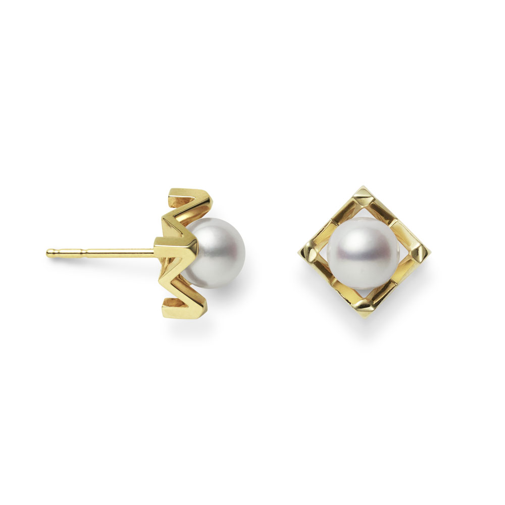 Akoya Pearl Drop Earrings Yellow Gold Non-Pierced Screw Backs