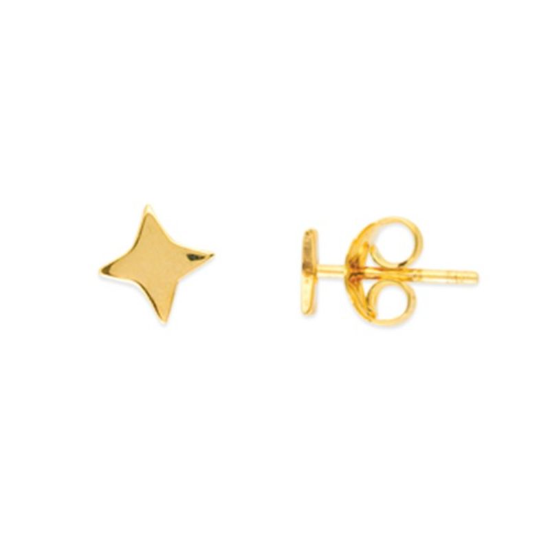 14 Karat Yellow Gold Star Earrings With Post And Friction Backs