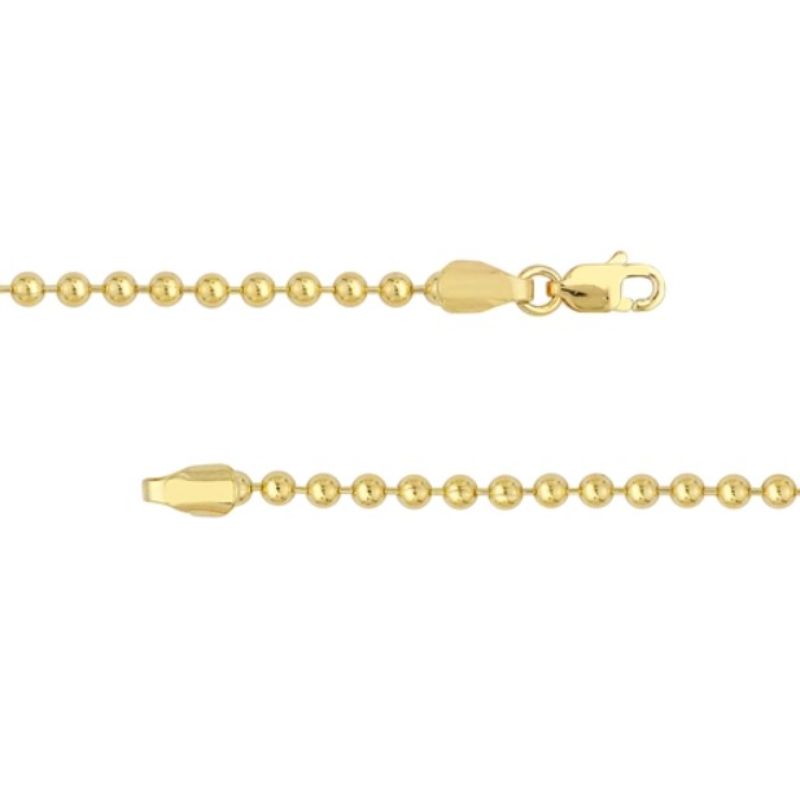 14 Karat Yellow Gold 3Mm Bead Chain 7.5 Inches