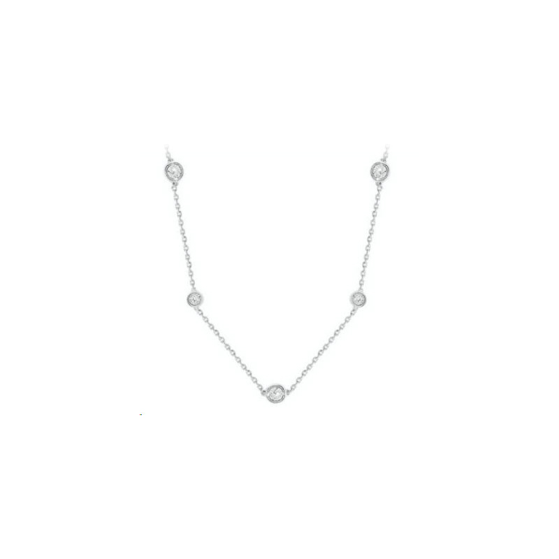Paramount Gems 14 Karat White Gold Diamond Station Necklace