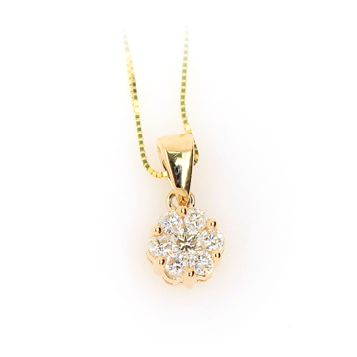 Shefi Diamonds 10 Karat Yellow Gold Cluster Diamond Pendant Necklace