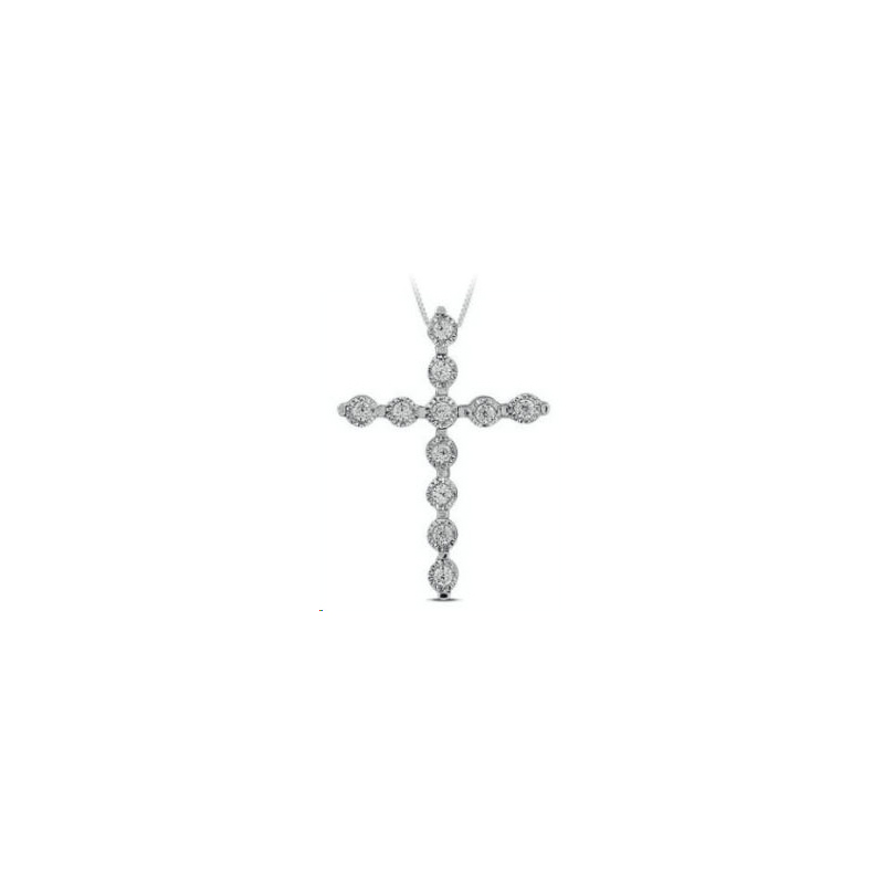 Paramount Gems 14 Karat White Gold Diamond Cross Necklace