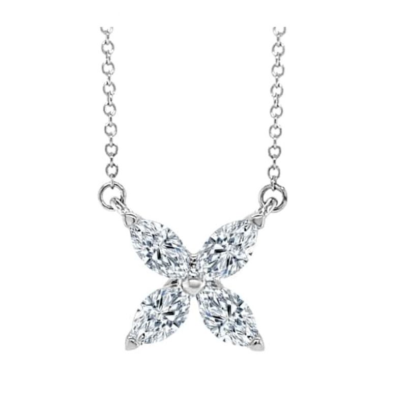 18 Karat White Gold Diamond "X" Necklace In The .25 Carat Category