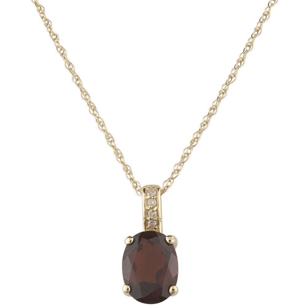 Garnet and Diamond January Birthstone Pendant Necklace