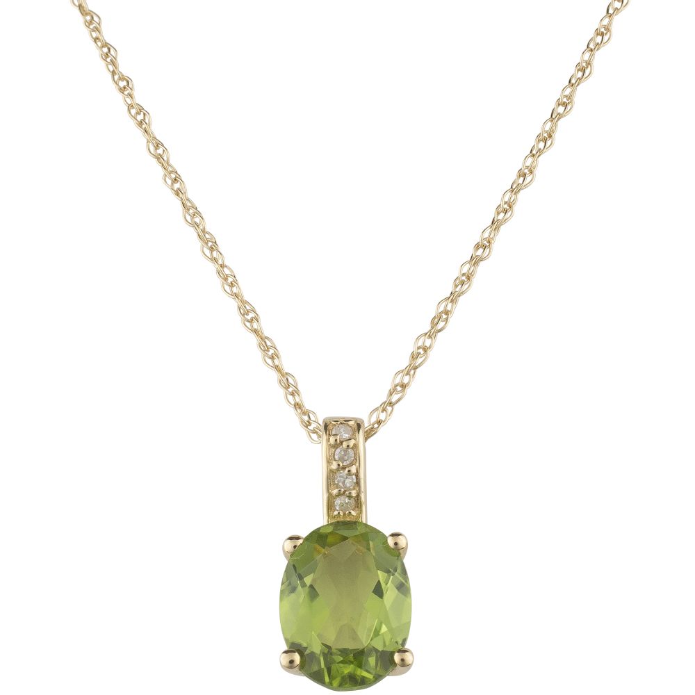 Peridot and Diamond August Birthstone Pendant Necklace