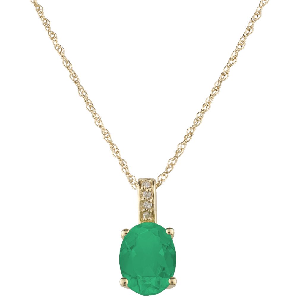 Emerald and Diamond May Birthstone Pendant Necklace