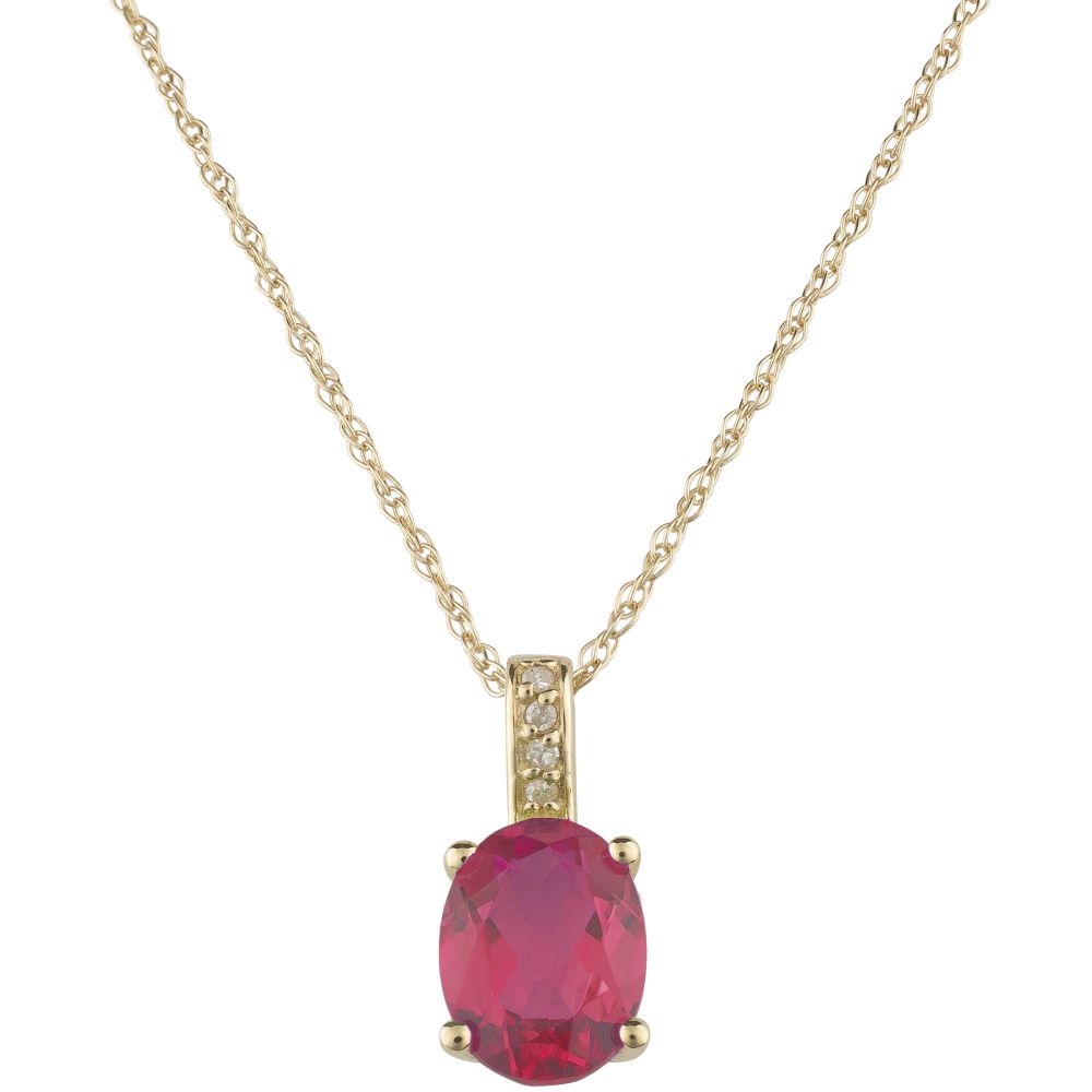 Ruby and Diamond July Birthstone Pendant Necklace