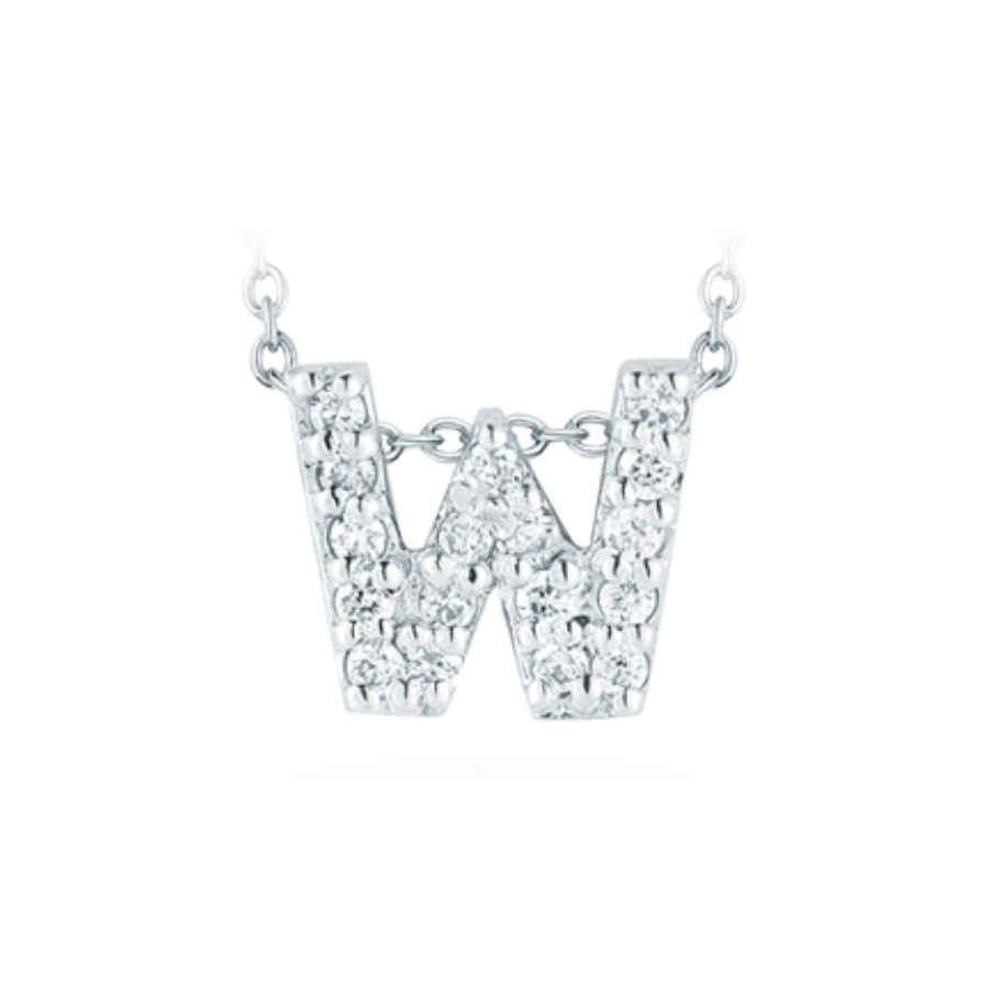 Roberto Coin 18 Karat White Gold Love Letter "W" Pendant with diamonds