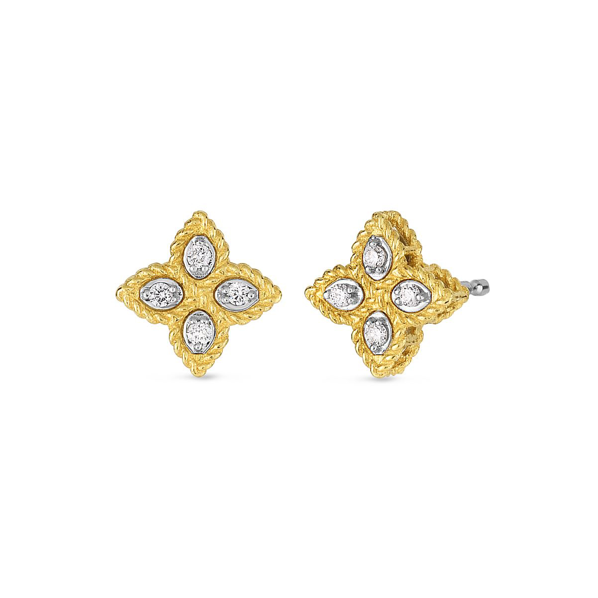 Roberto Coin 18 Karat Yellow Gold Small Stud Earrings with Diamonds