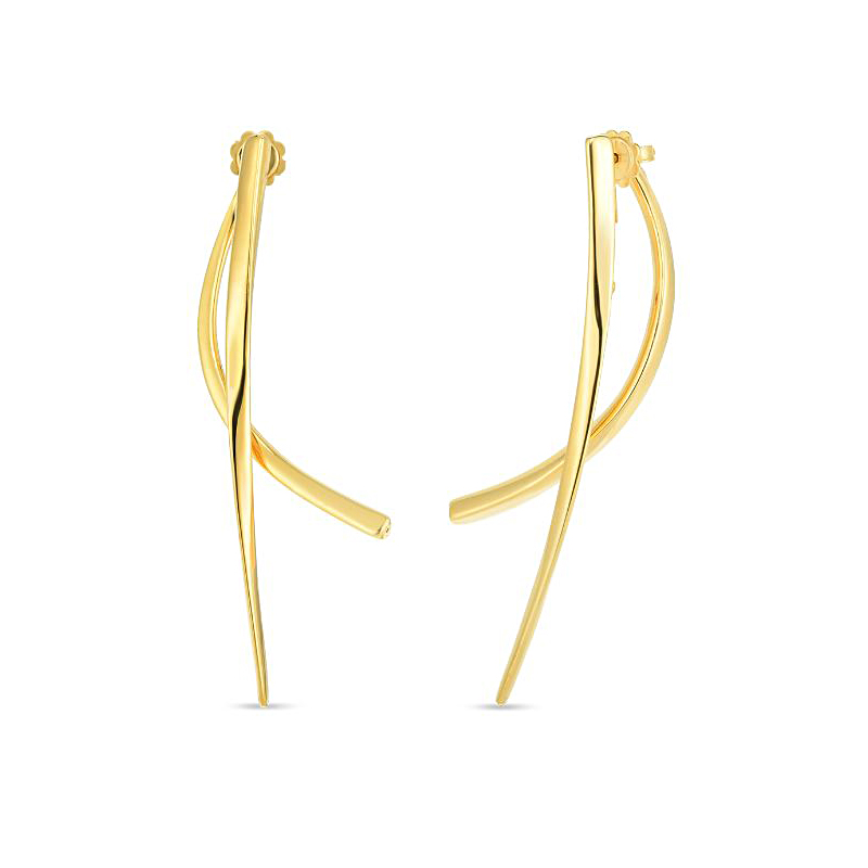 Roberto Coin Oro 18 Karat Yellow Gold Front & Back Line Earrings