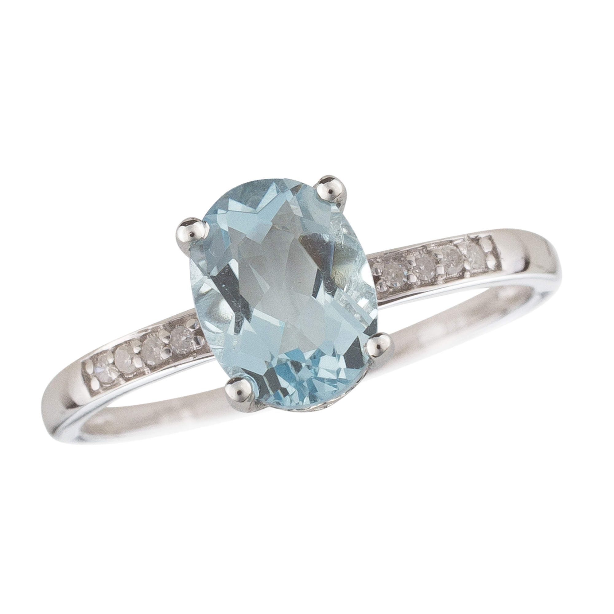 Aquamarine and Diamond March Birthstone Ring