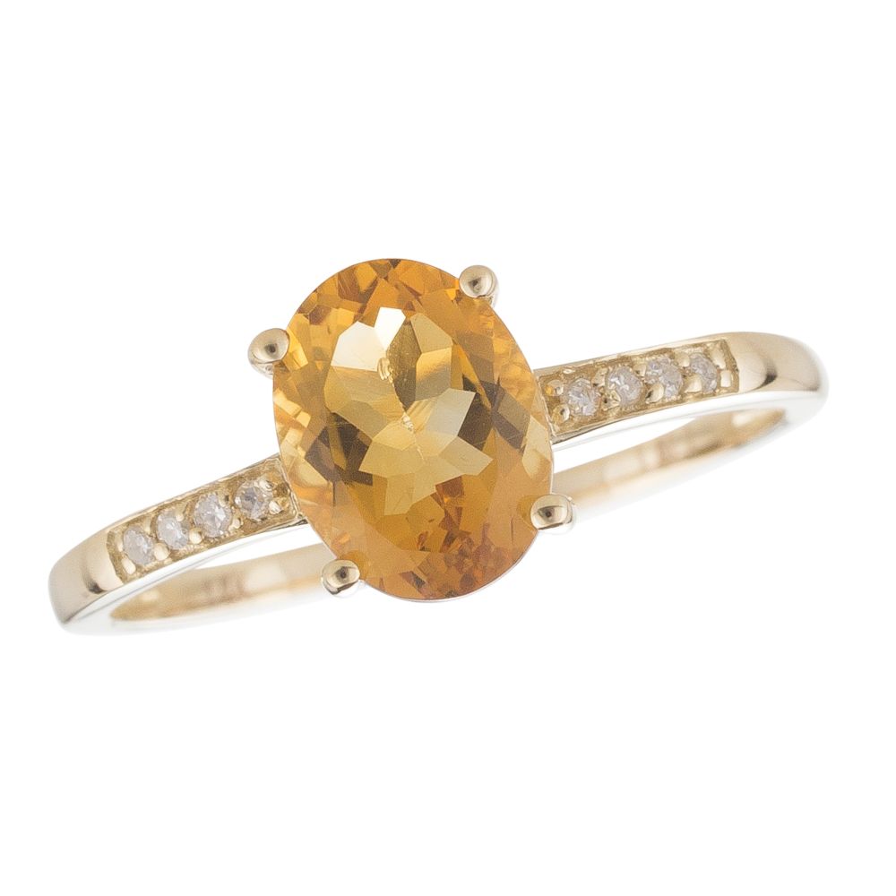 Citrine and Diamond November Birthstone Ring