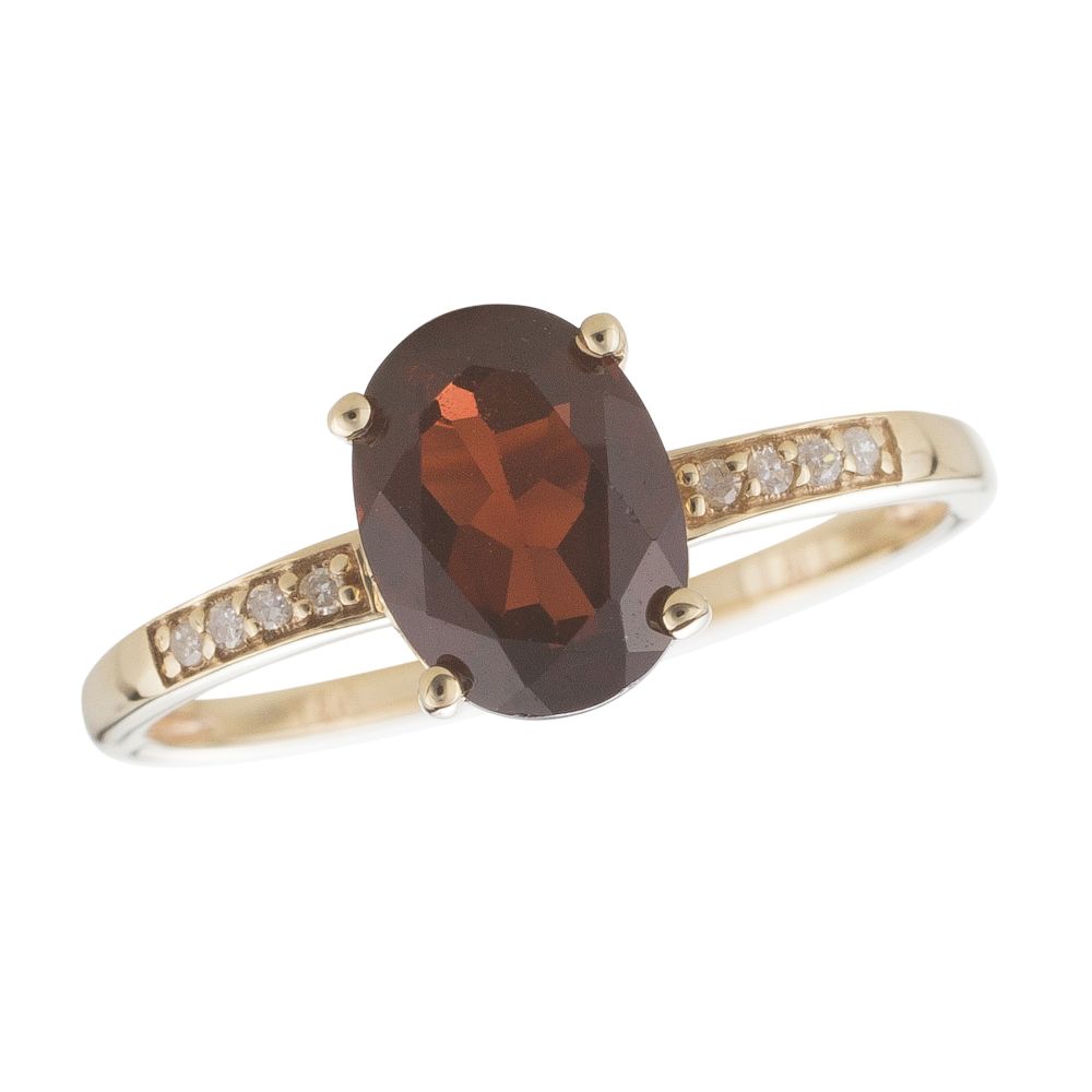 Garnet and Diamond January Birthstone Ring