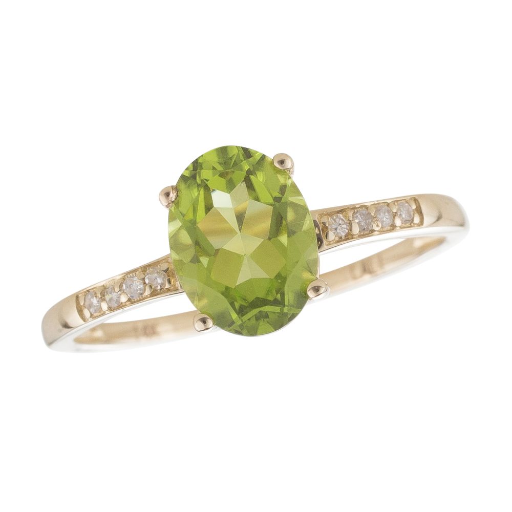 Peridot and Diamond August Birthstone Ring