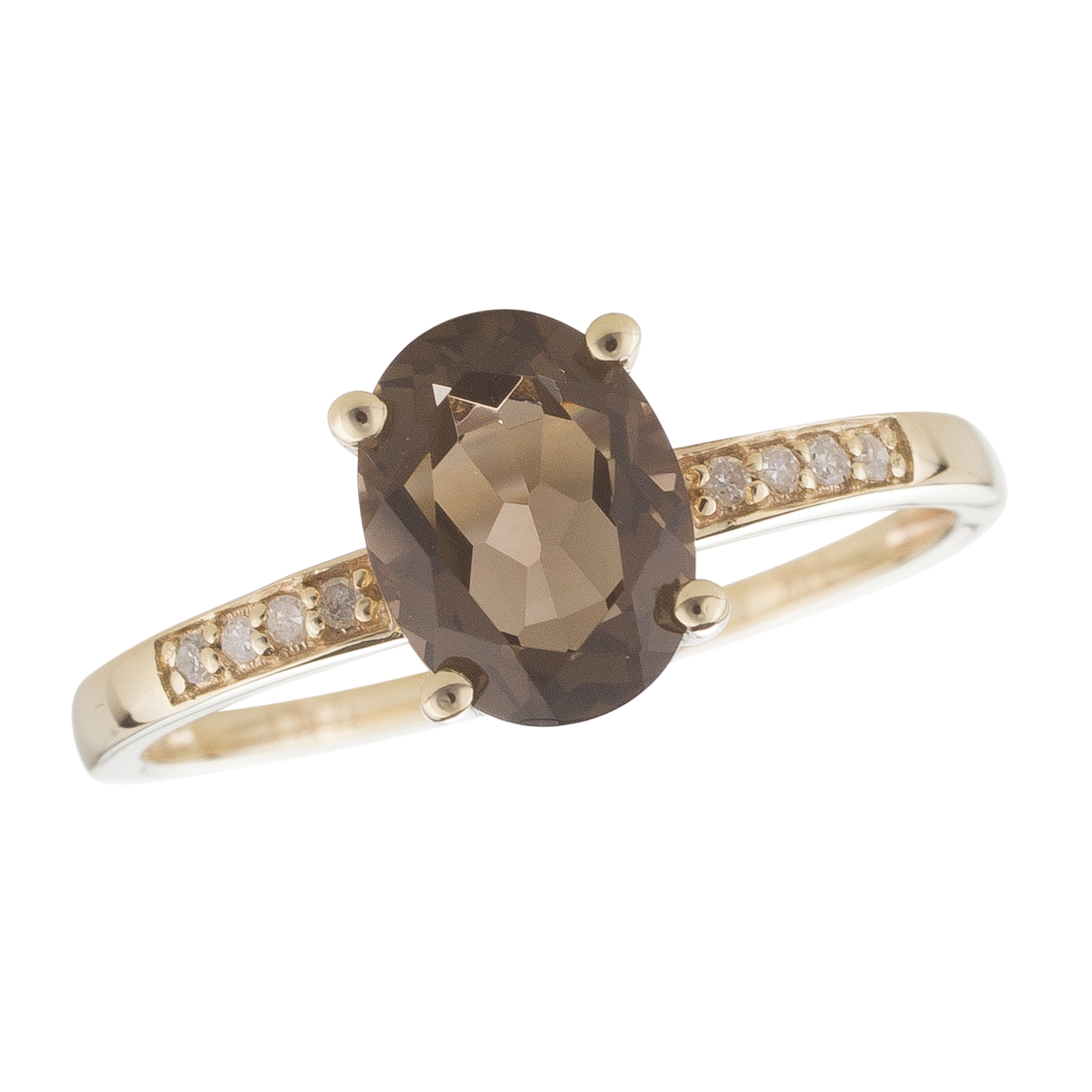 Smoky Quartz and Diamond June Birthstone Ring