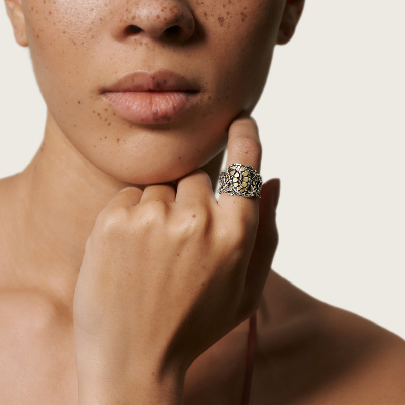 John Hardy Dot Ring in Silver and 18K Gold