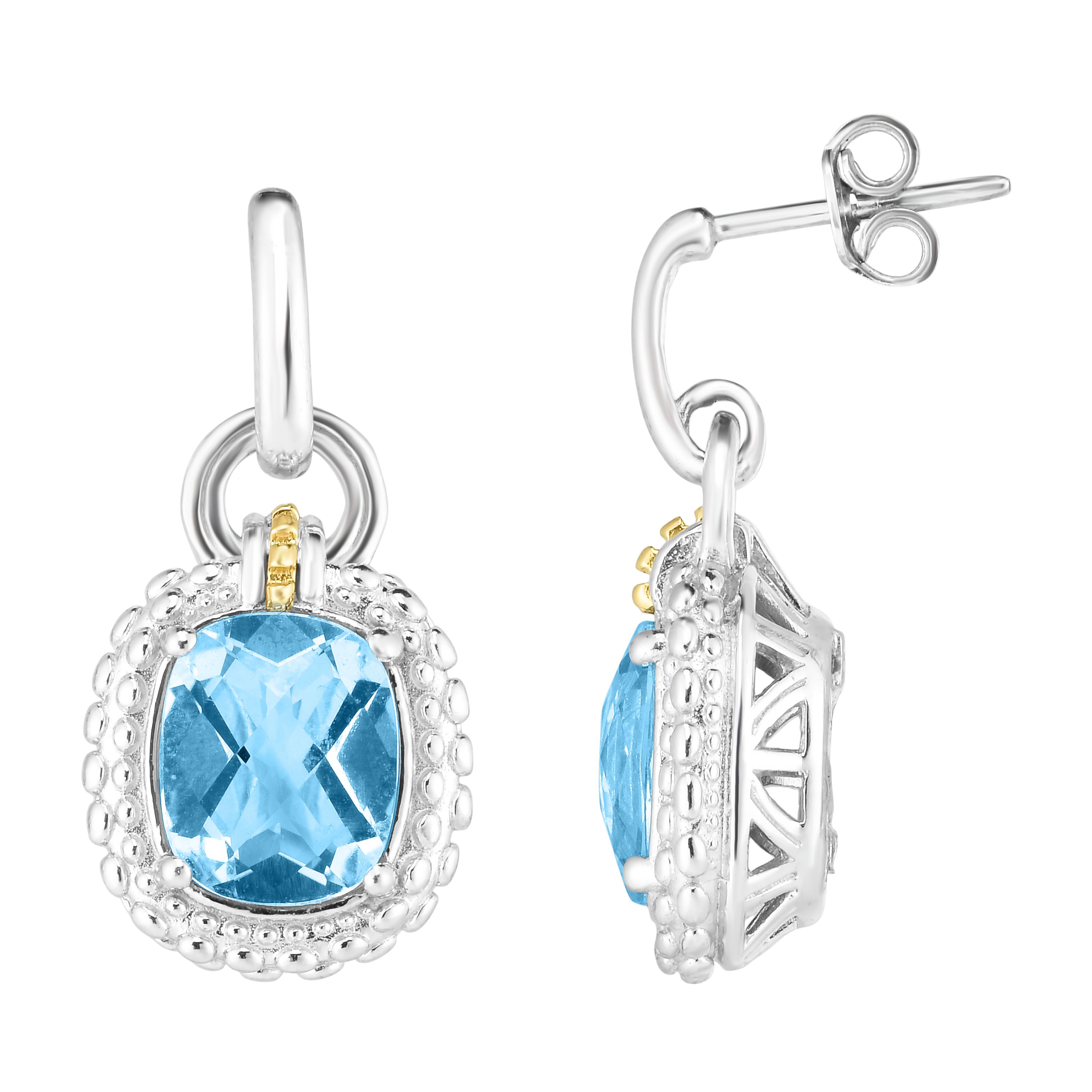 Sterling Silver And 18 Karat Yellow Gold Popcorn Large Gemstone Drop Earrings Sterling Silver And 18 Karat Yellow Gold Popcorn Large Gemstone Drop Earrings