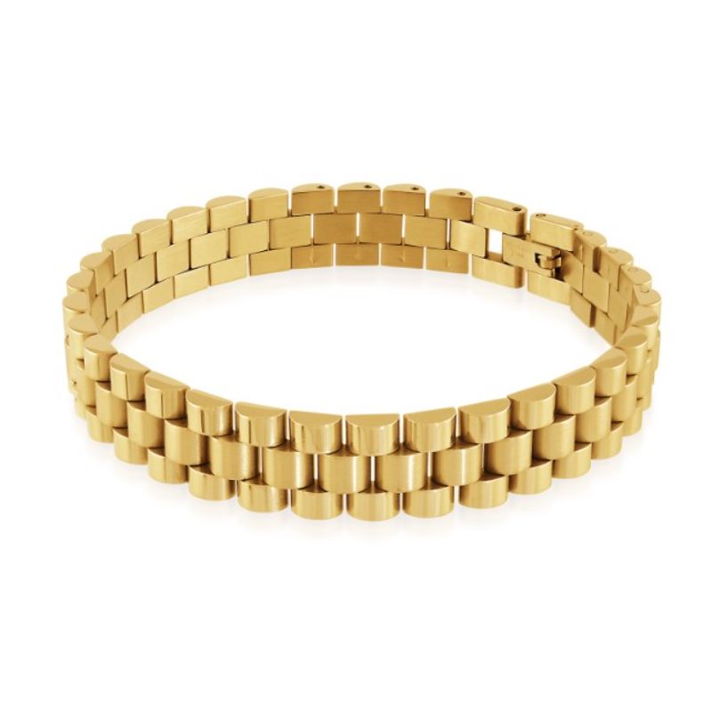 Italgem gold plated stainless steel Rolex style watch link 8.5" bracelet