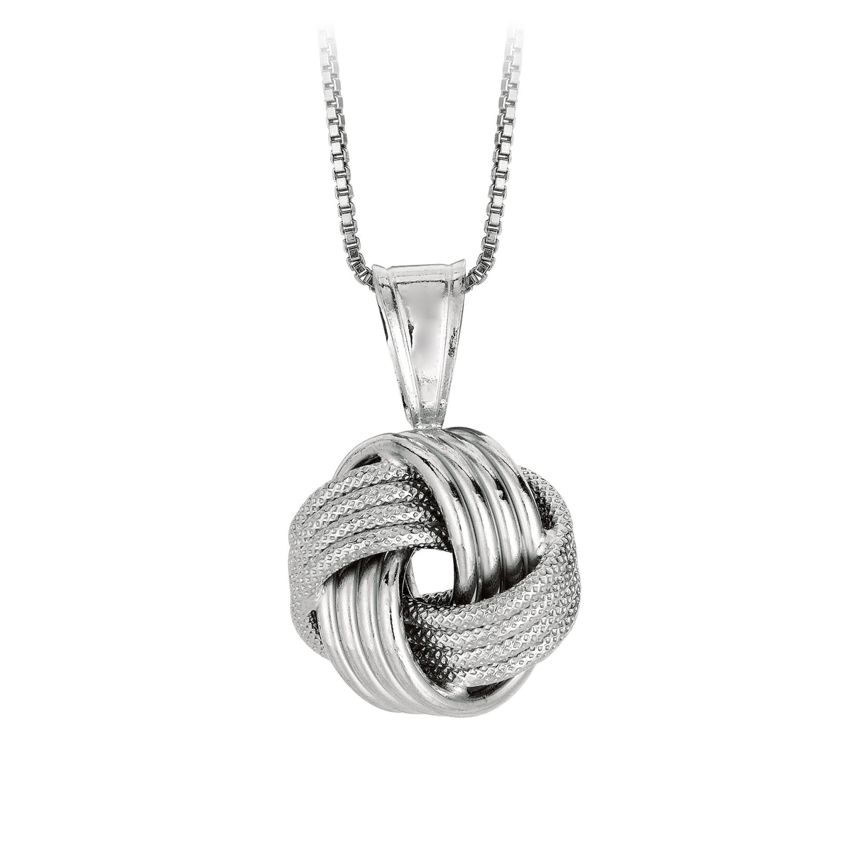 Royal Chain Sterling Silver 4 Row Love Knot Pendant Necklace