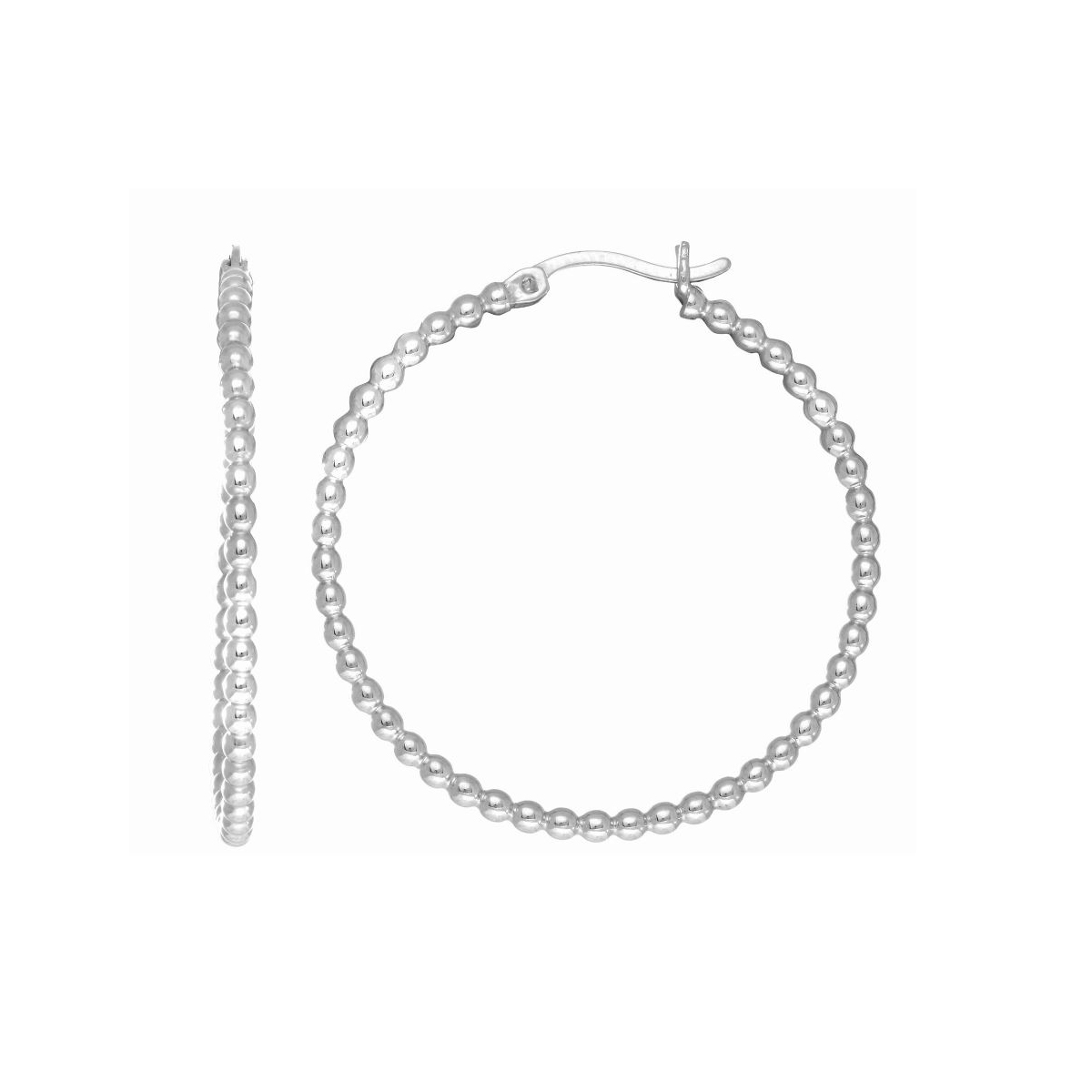 Royal Chain Sterling Silver Beaded Hoop Earrings
