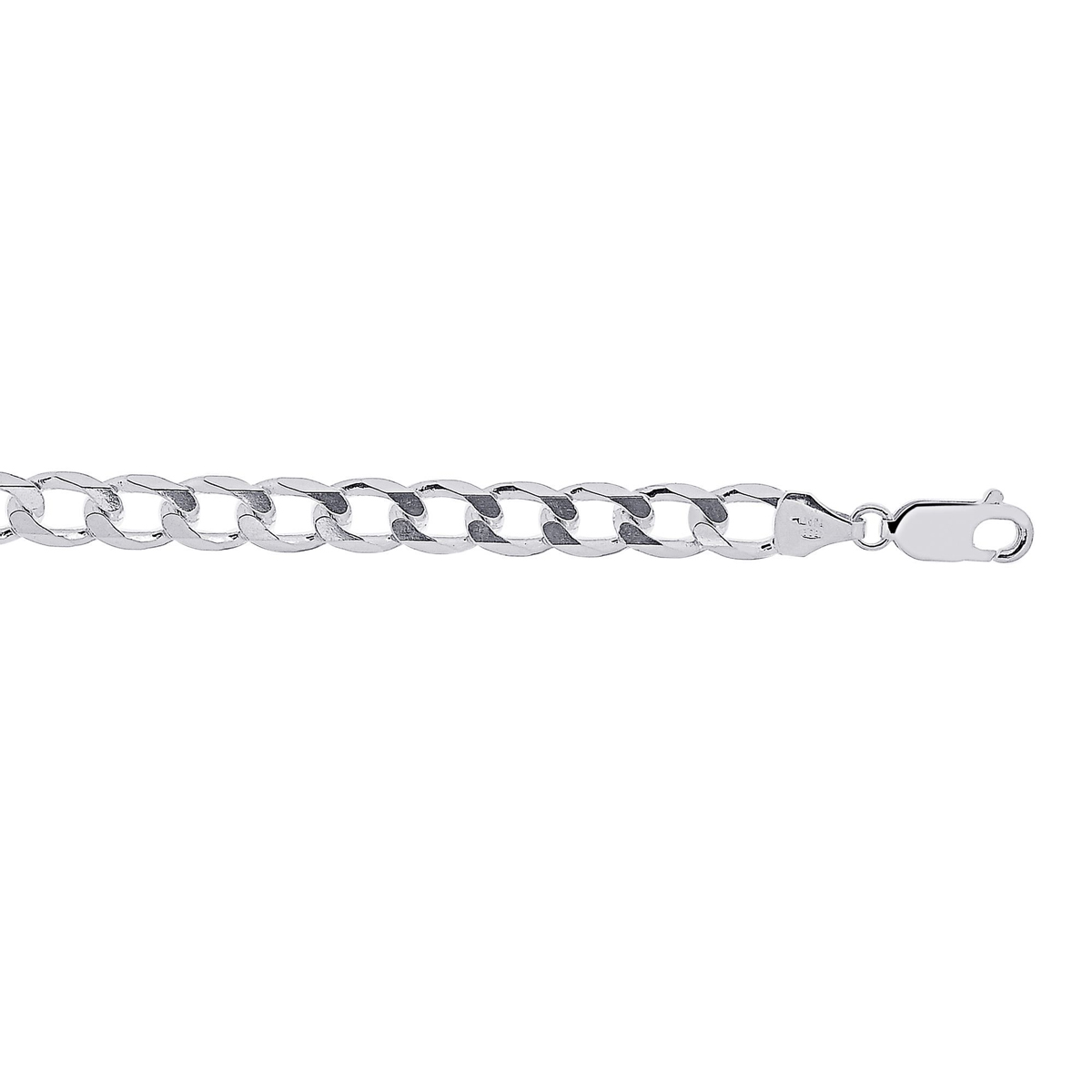 Rhodium Diamond Cut Curb Chain Necklace 
