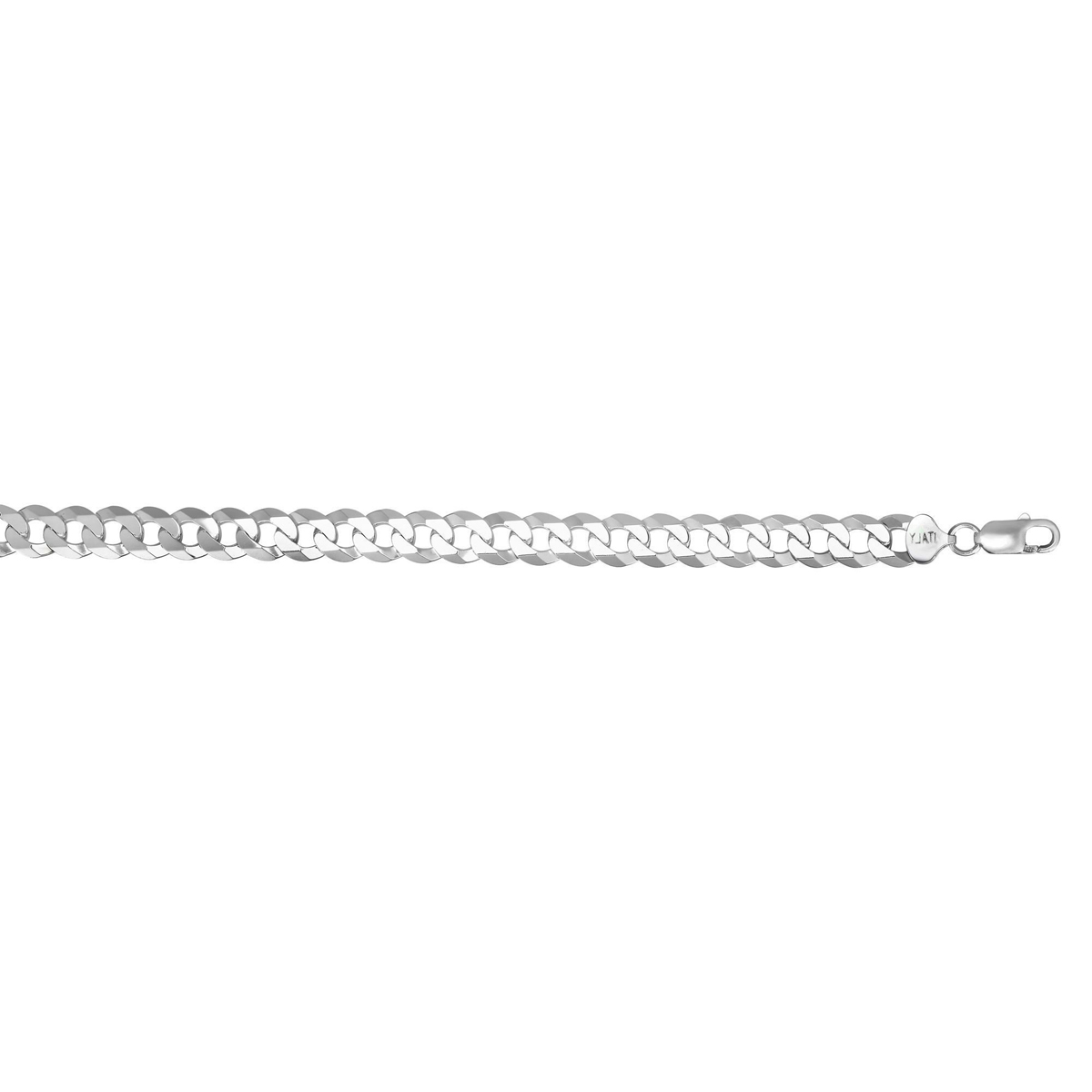 Royal Chain Sterling Silver 10.2mm Rhodium Diamond Cut Concave Curb Chain Necklace