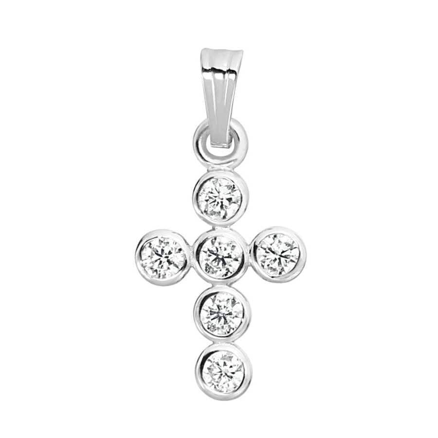 Sterling Silver Cross Cubic Zirconia Pendant Necklace