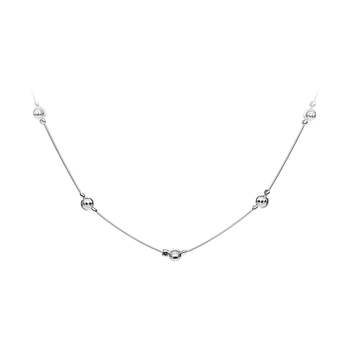 Sterling Silver Five Bead Station Necklace