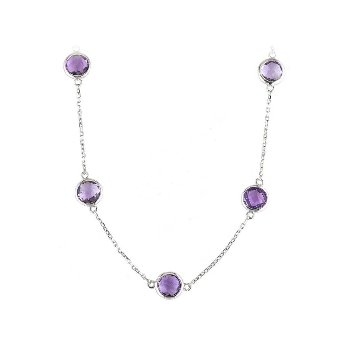 Sterling Silver Amethyst Station Necklace