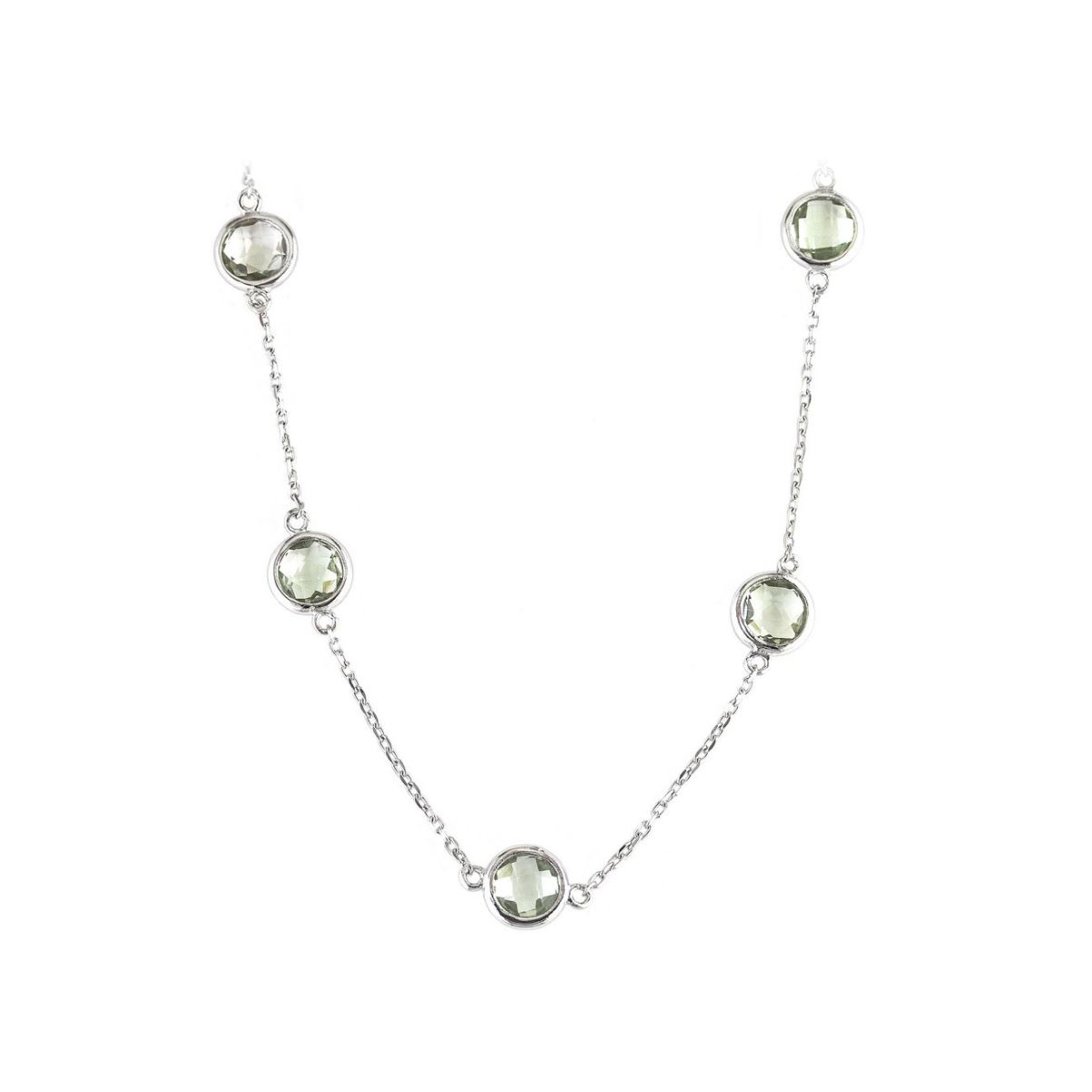 Sterling Silver Green Amethyst Station Necklace